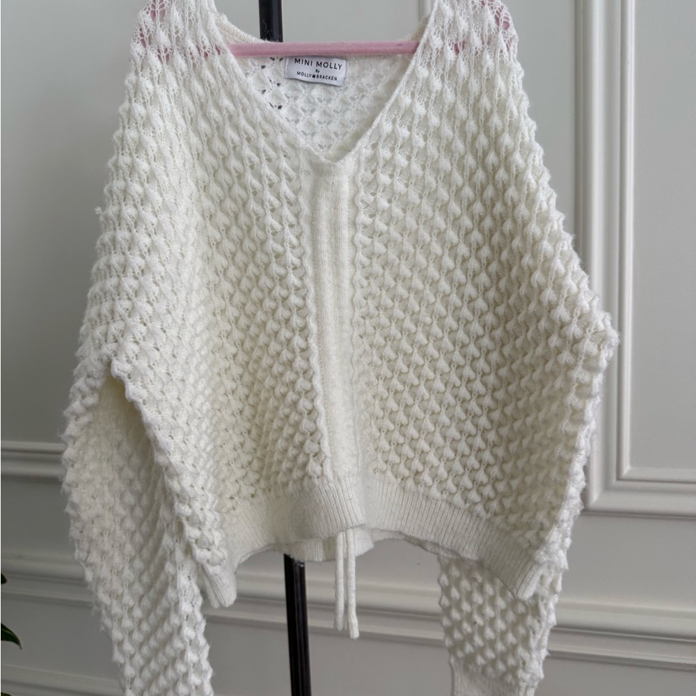 Molly Bracken White Textured Knit Sweater